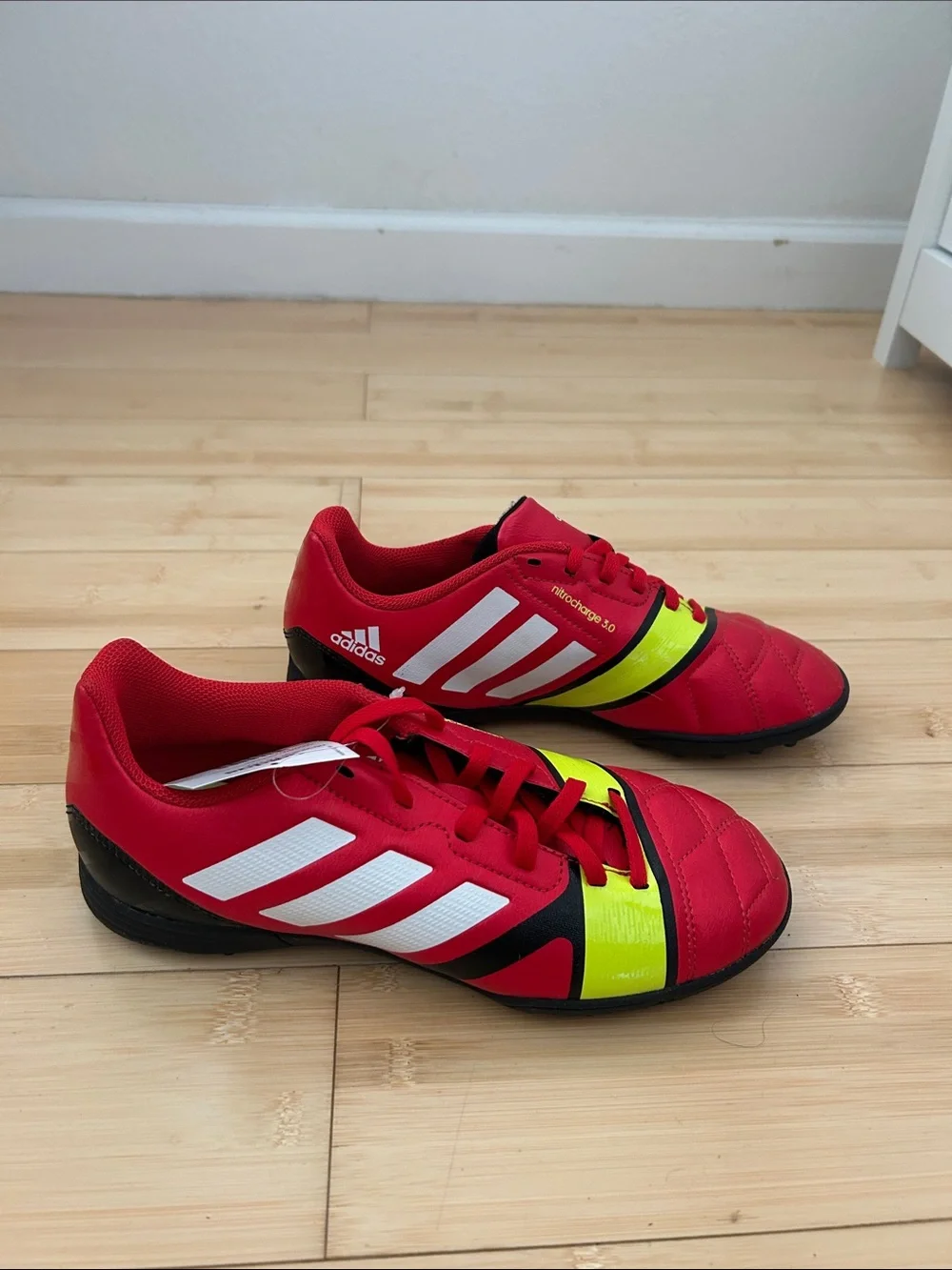 adidas Kids Red, Yellow & White Indoor Soccer Sneakers